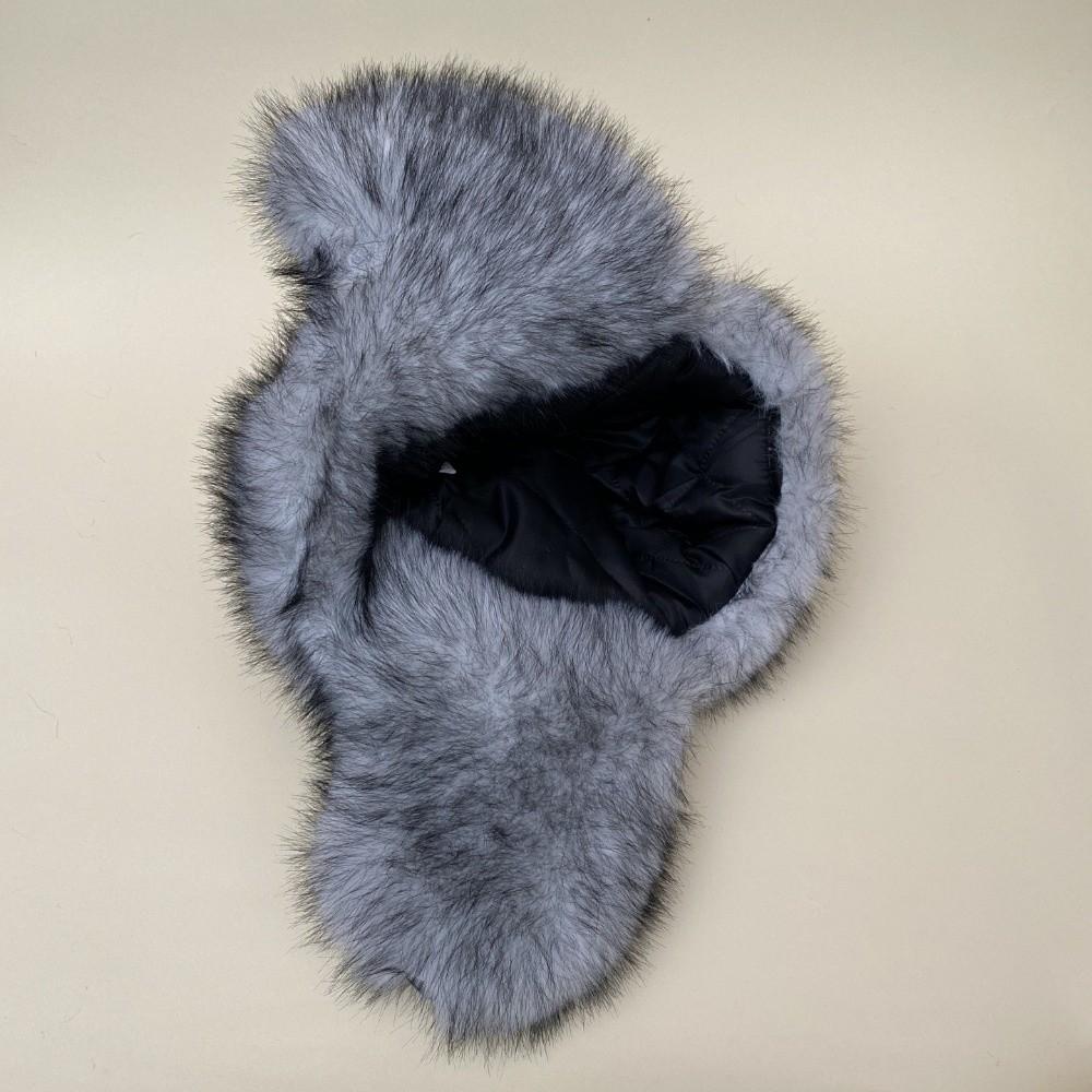 Windproof Fabric Winter Trapper Caps Mink Texture Bull Horns Bonnet Commute Warmth