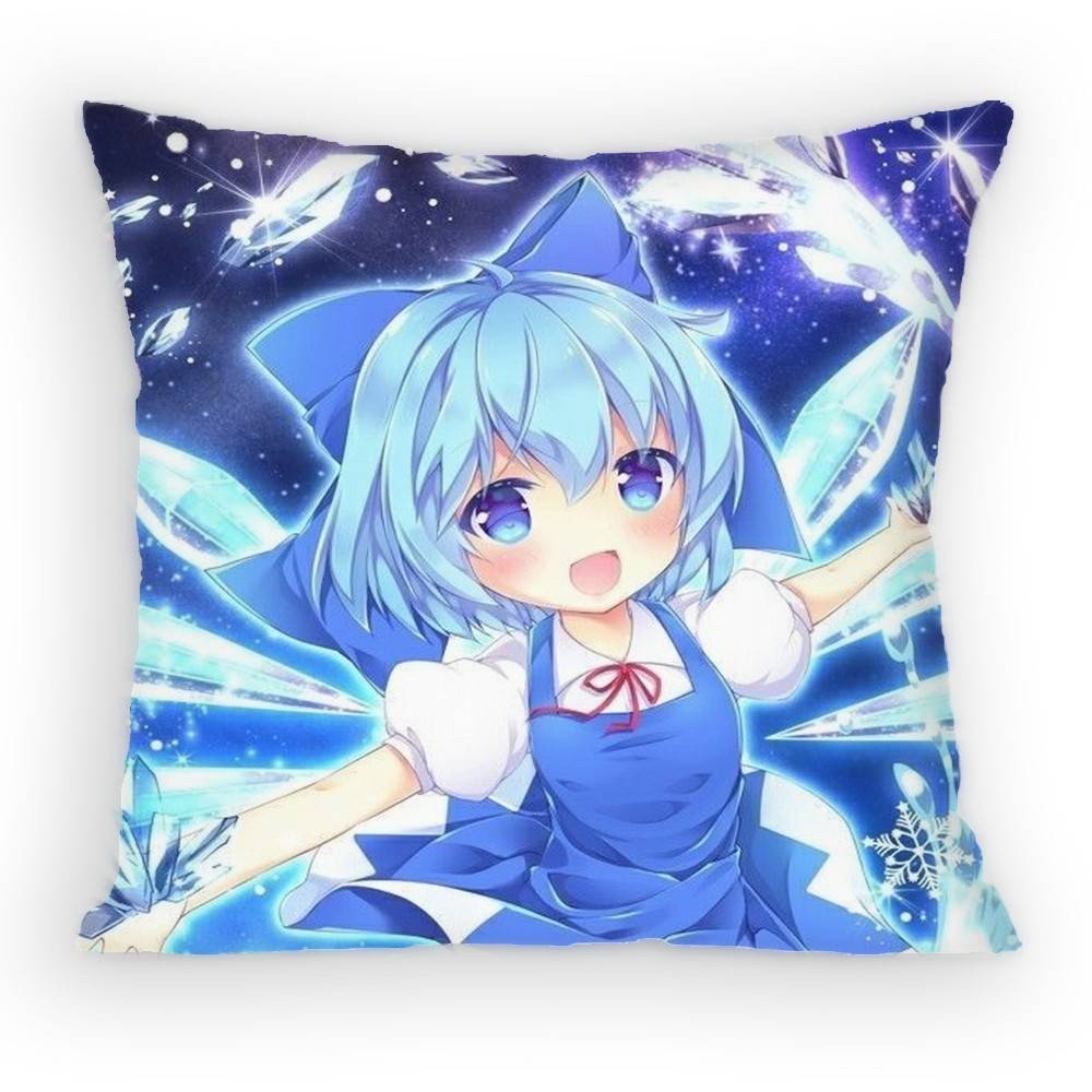 TOUHOU Project Cirno Cute Anime Girl Pillow Case Sofa Living Room Bedroom Headboard Backrest Cushion Square Cushion Nap Time