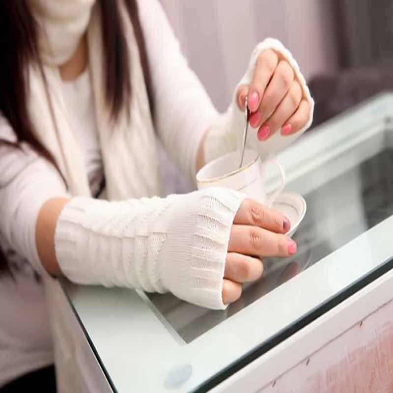 Chic Knitted Crochet Arm Warmers Long Fingerless Gloves For Trendy Women