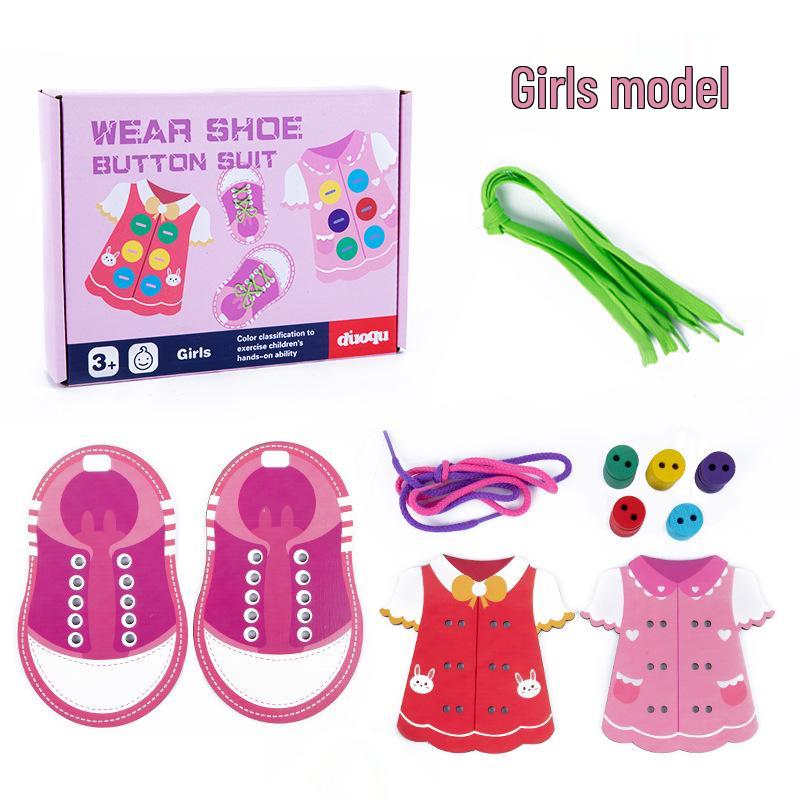 Wooden Caterpillar Apple Lacing Toy: Early Education Game for Children