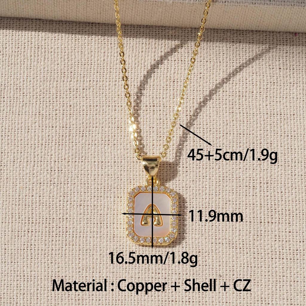 Gold-Plated Copper Shell 26 English Letters Pendant Necklace for Women - Niche Fashion Jewelry