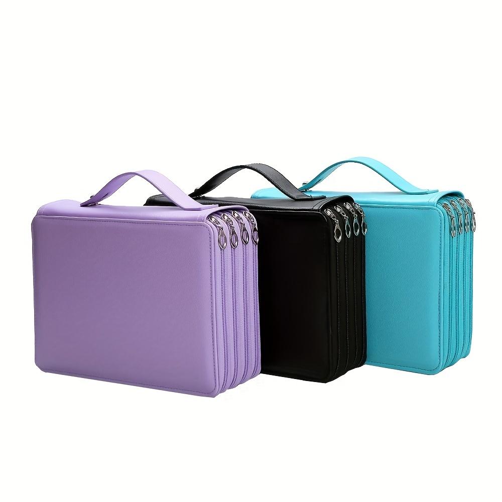 200/250 Hole PU Leather Large Capacity Shockproof Pencil Bag Student Art Pencil Stationery Storage Bag Multi-Layer Zipper Portable Portable Bag