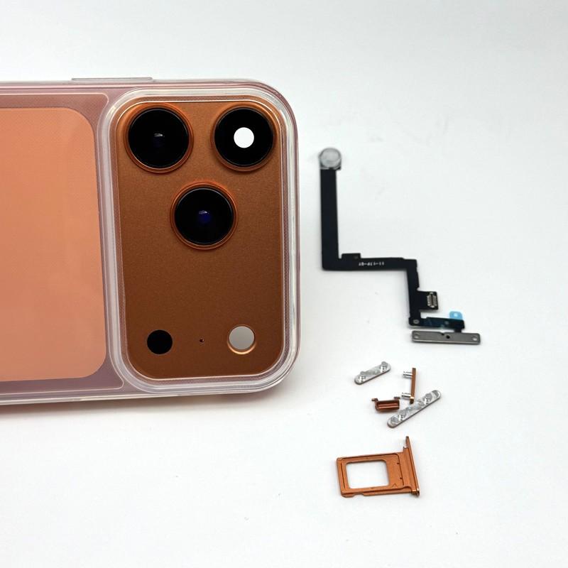 Modifiziertes Rückglas-Mittelrahmen-Gehäuse mit Handyhülle für iPhone 11 Umbau zu 17 Pro 17Pro DIY Schalter-Stummschalttasten-Modifikation