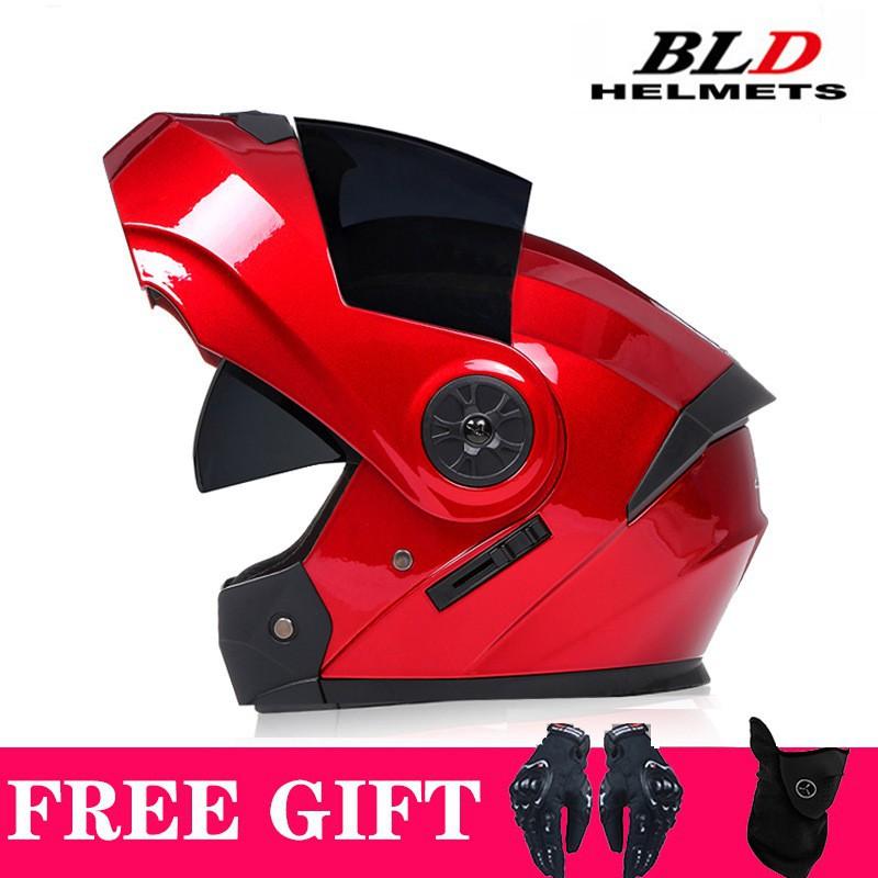 BLD Electric Bicycle Helmet Motorcycle Full Double Lens Exposed Universal Riding All Seasons S(55-56)