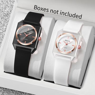 2PCS Fashion Rectangle Women Watches Set Casual Silicone Band Ladies Quartz Wristwatches Relogio Feminino(Without Box)