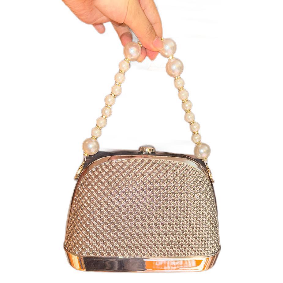 Niche Design Women'S Small Square Bag High Quality Pearl Wrist Celebrity Dinner Acrylic Clutch Bag