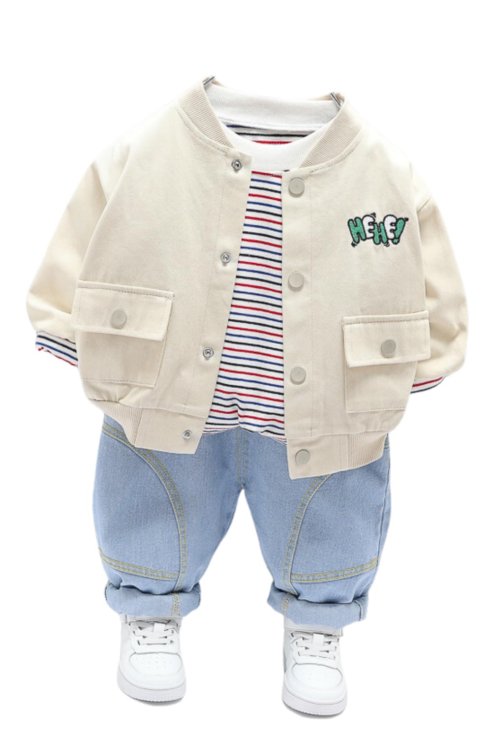 

Белый джинсовый топ с длинным рукавом EnDast и комплект из 3 предметов для мальчиков с динозавром и размерами 110 см, низ, принт, весна, осень, зима, 80 см, 90 см, 100 см, белый