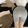 Daily Wear Solid Elastic Keep Bottoming Knitted Women Winter Color Shorts High Waist Warm Anti-exposure