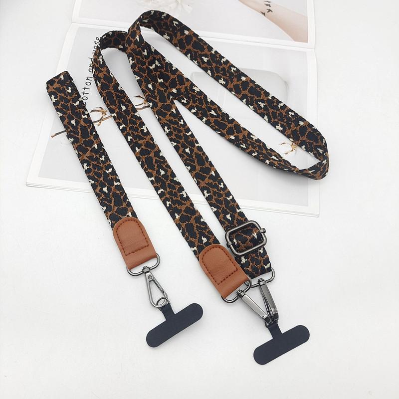Women's Leopard Print Neck Mobile Phone Shoulder Strap Long Hook Key Lanyard Bag Accessories Mobile Phone Case Universal Lanyard