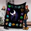 Moonlit Cats Print Flannel Blanket, Soft Warm Lightweight Throw Blanket for Living Room,Sofa Bed Camping Office
