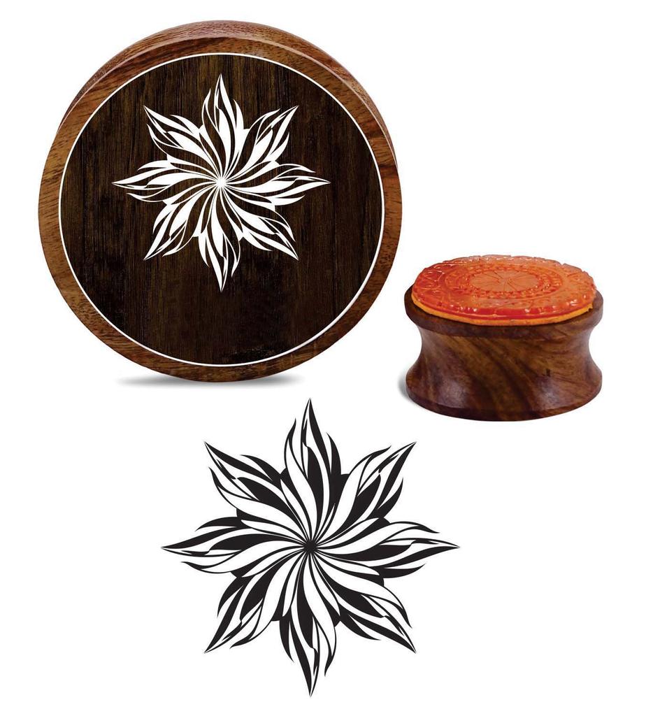 Printtoo DIY Stamp Round Wooden Rubber Stamp Floral Mandala Scrap-booking-2