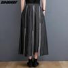 DIMANAF Plus Size Women Floral Linen Skirts Female Elastic Basic High Fashion Japanese Dress