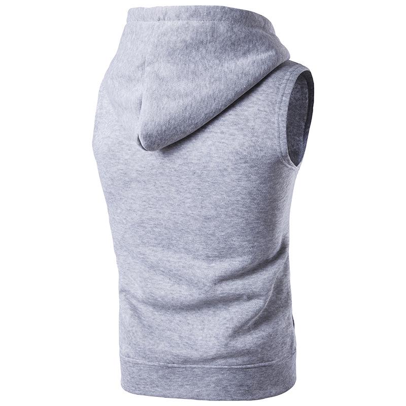 2024 Men's Hooded Sleeveless Vest & Zipper Pocket Solid Color Jacket for Spring and Autumn