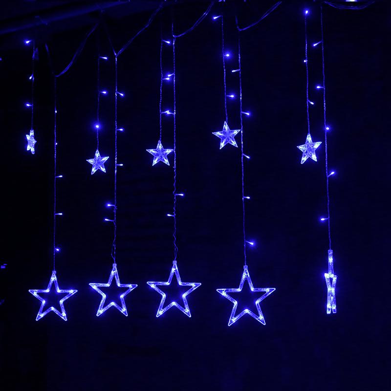 Outdoor Christmas Five-Pointed Star LED String Lights - Colorful Flashing Neon Decorations