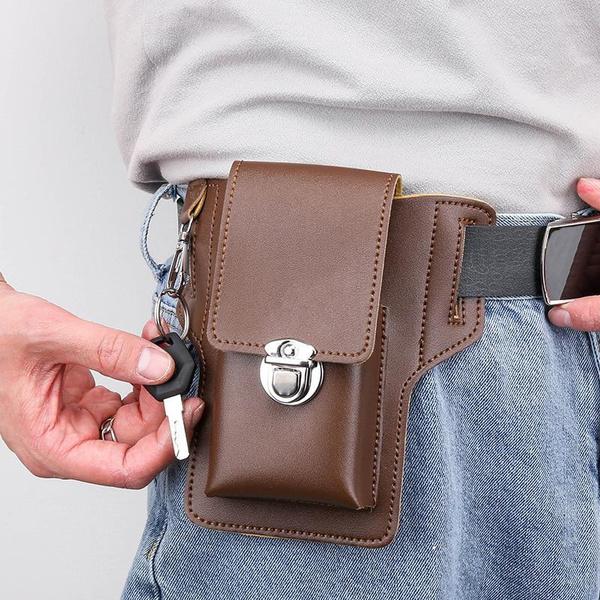 1PC Vintage PU Marsupio in pelle Custodia per cellulare Custodia per cellulare Borsa da cintura per uomo Portafoglio