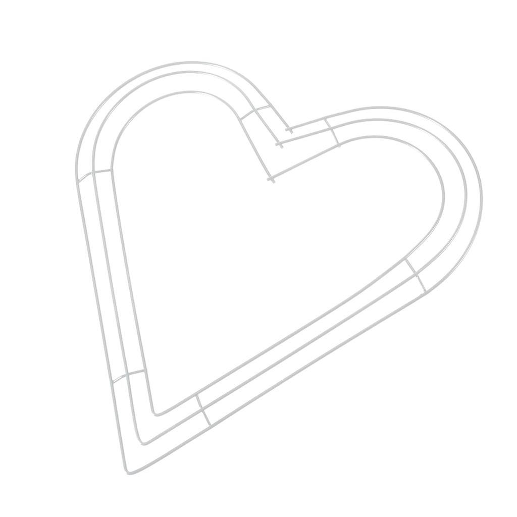 Heart Shaped Iron Ring White Metal Hoop for Wreath Garland Decoration 30cm