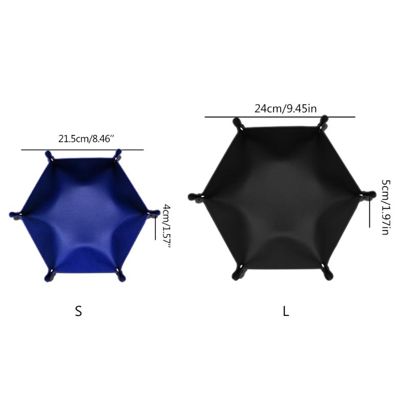 Dice Tray PU Leather Dice Folding Hexagon Tray Dice Coin Purse Holder for Home Bar Dice Games Like RPG DND Board Games