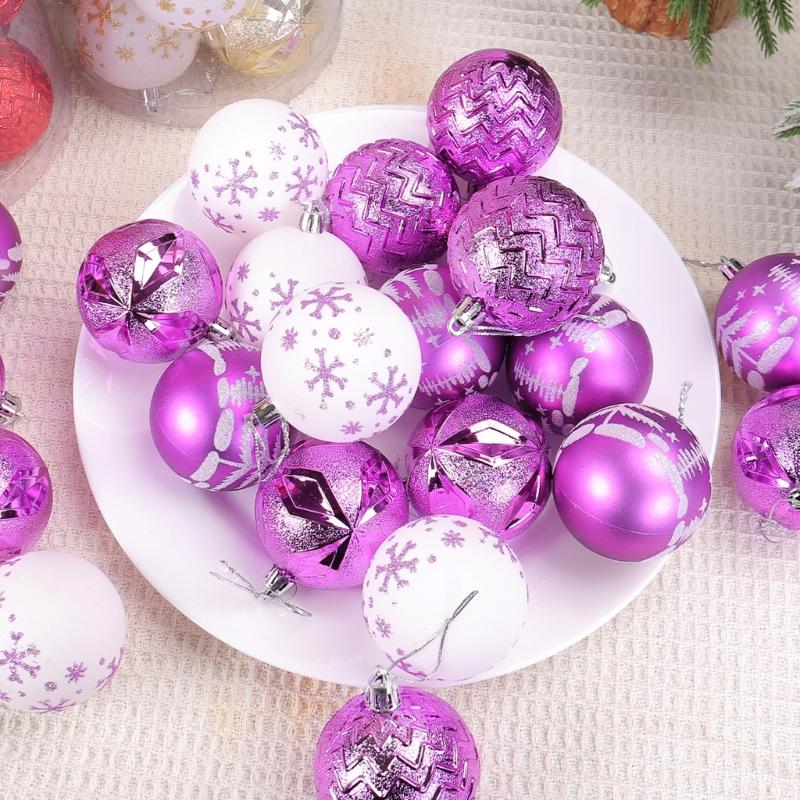 24Pcs Hand Painted Christmas Sphere Ornament Christmas Hand Painted Sphere Ornament Handmade Festival Tree Decorations