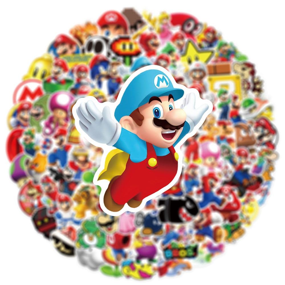 100 Pieces Mario MARIO Super Mario Sticker Collection Sticker Set Anime Manga Sticker Cute Notebook Sticker Sticker Waterproof PVC Sticker Character