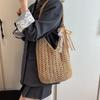 Summer hollow woven bag women's new vacation beach bag commuter shoulder tote bag knitted bag