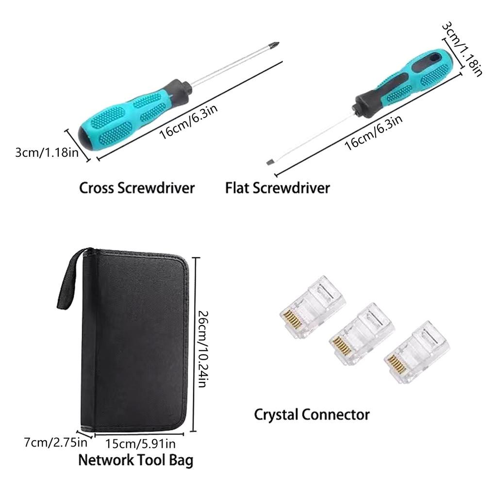 RJ45 Crimping Tool Pass Through Crimper for Cat6/5e/5 Stripping Cutting Multifunction 8P8C Crimper