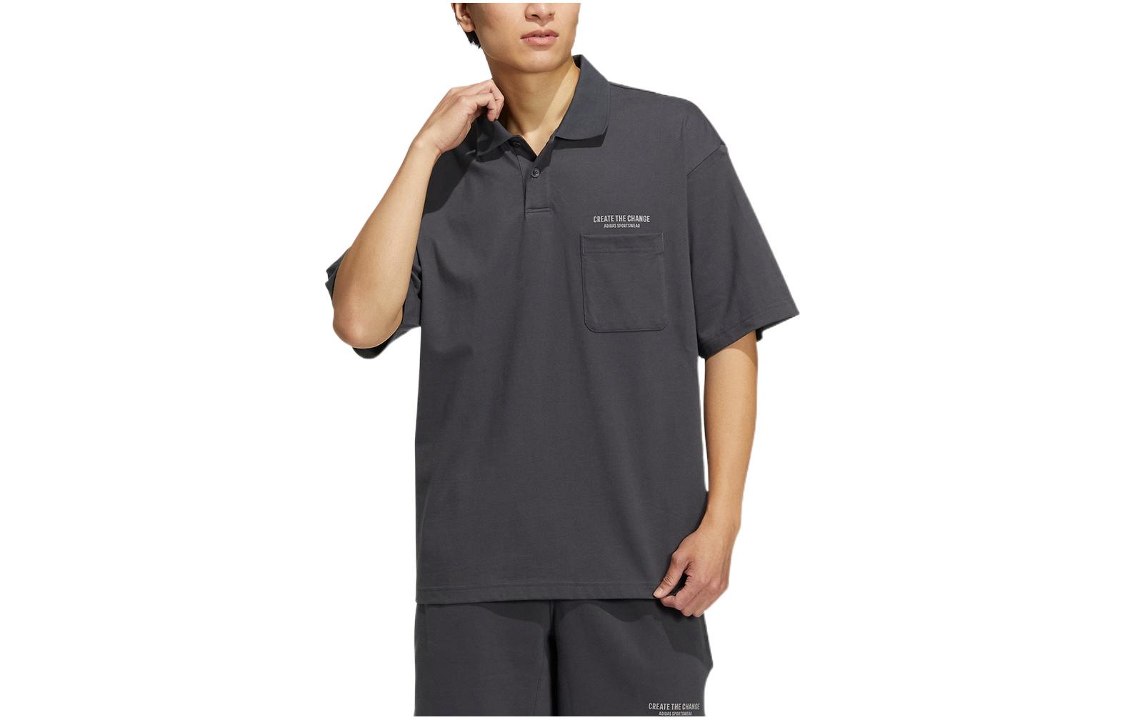 Adidas Polo Shirts Men s Solid Gray Polo Collar Moderate Straight Fit HZ7046 L