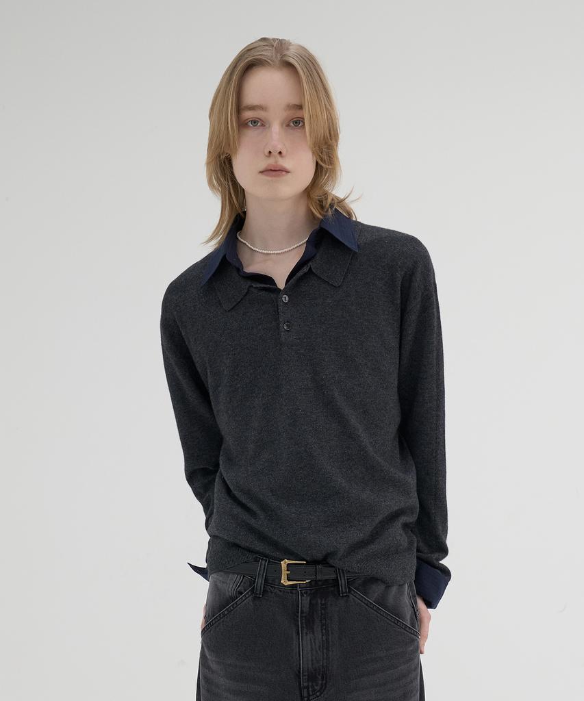 KNOUUN Essential Collar Knit (Charcoal)