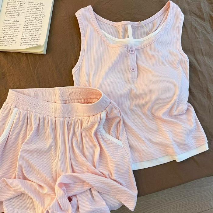 

Bring your own chest pad, pure desire wind pajamas, women s summer floral cloud cotton vest, shorts, student large size loungewear set M
