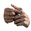 Men's Gothic Punk Ring Set: Retro Frog, Snake, Skull, Spider Styles