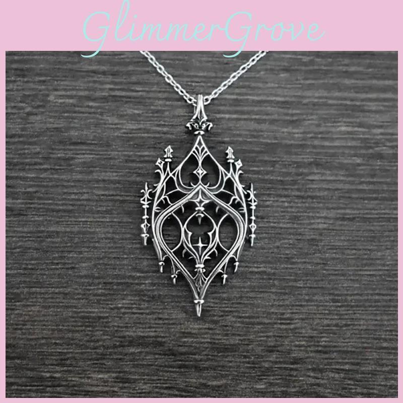 Castle Vintage Punk Pendant Necklace Alloy Drop Shape Link Chain Festival Gift