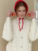 CLUNY Pompom Cable Knit Cardigan - Ivory