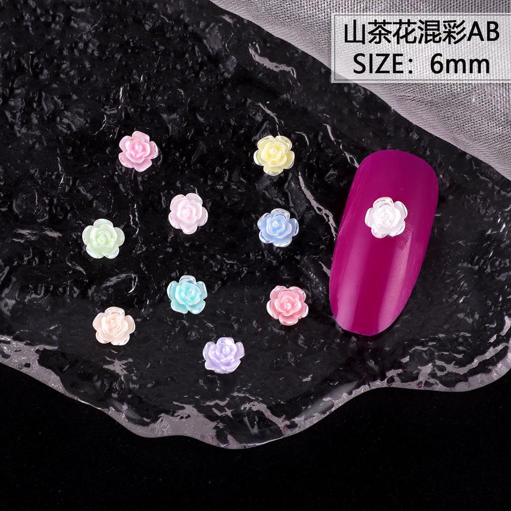 Nail Art Resin Camellia White Rose Ornament Nail Ice Transparent Three-Dimensional Light Changing Flower Accessories