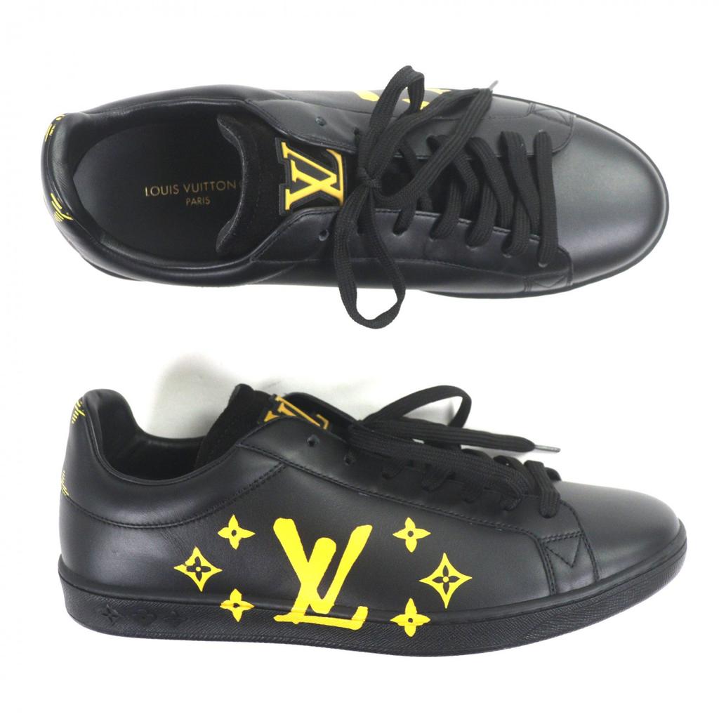 Excellent LOUIS VUITTON Low cut sneakers Luxembourg black leather 8.5 1A9JD4 Used