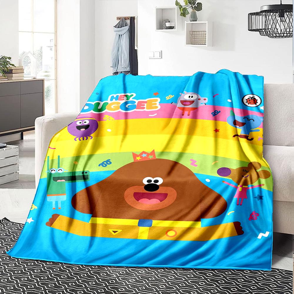 Hey Duggee Theme Printed Blanket - Perfect for Couch, Bed, Travel & Outdoor Use | Machine Washable, Cozy & Durable.