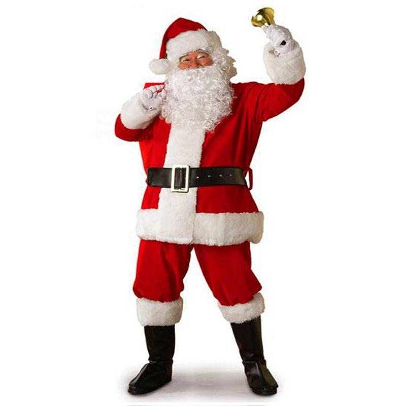Luxurious Plus Size Christmas Santa Claus Flannel Suit For Adult Fancy Dress Outfit