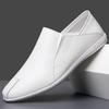 Men's Spring Breathable One-pedal Little White Shoes Business Soft-soled Driving Leather Shoes Black Formal Work Shoes