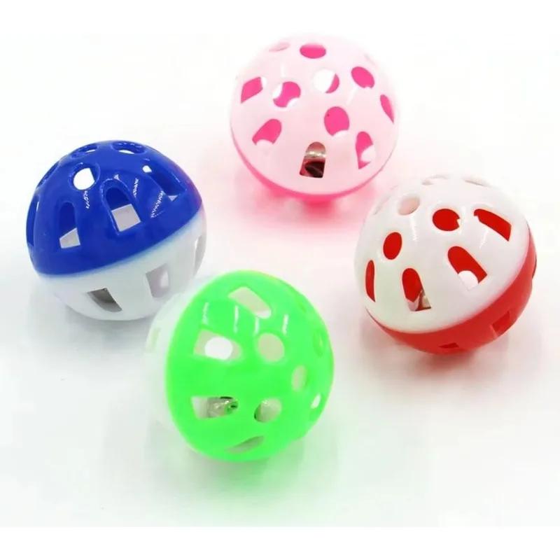 5 Stück Spielbälle für Haustierkatzen und Kätzchen mit Glöckchen, Hohlkugel zum Rollen, Vogelspielzeug, Jagd-Rasselspielzeug, Zufällige Farbe