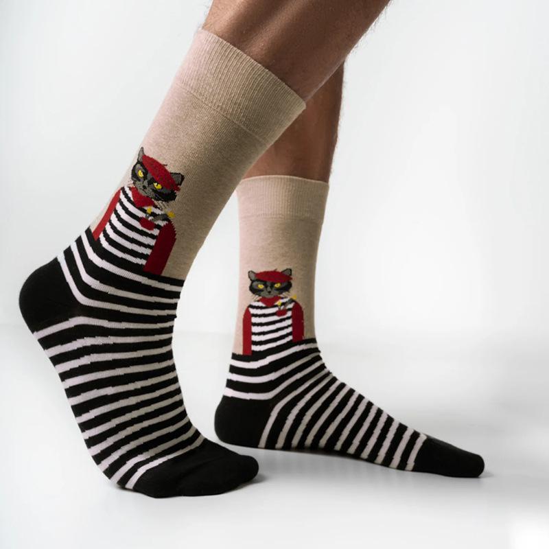 New Creative Cartoon Dog Ins Animal Trendy Socks Jacquard Cotton Socks Couple Mid length Fashion Skateboarding Socks