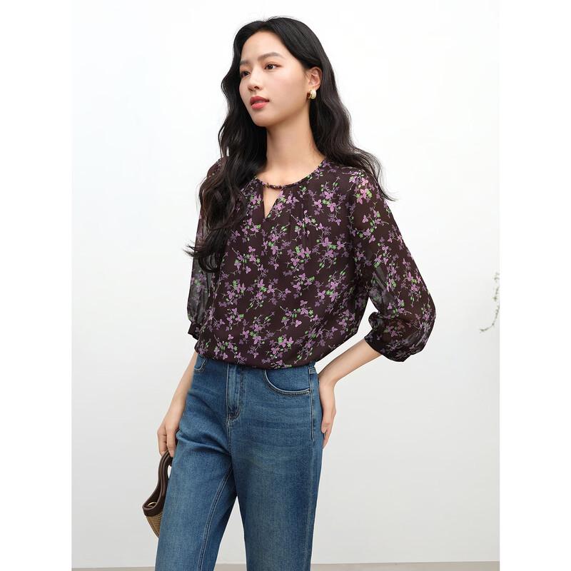 JUZUI Damen Sommer-Chiffonbluse mit Blumenmuster 2025