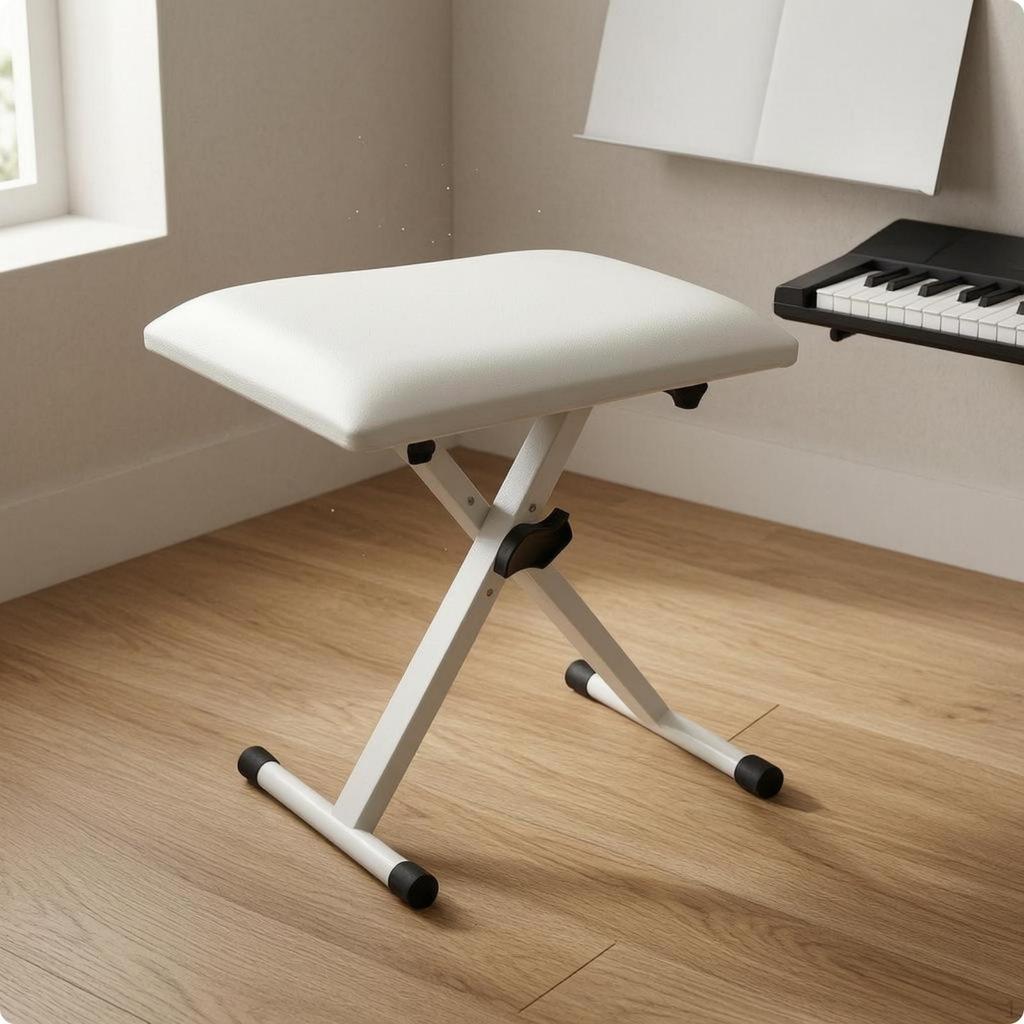 Foldable Piano Bench Upholstered Adjustable Compact Storage Folding Keyboard Seat for