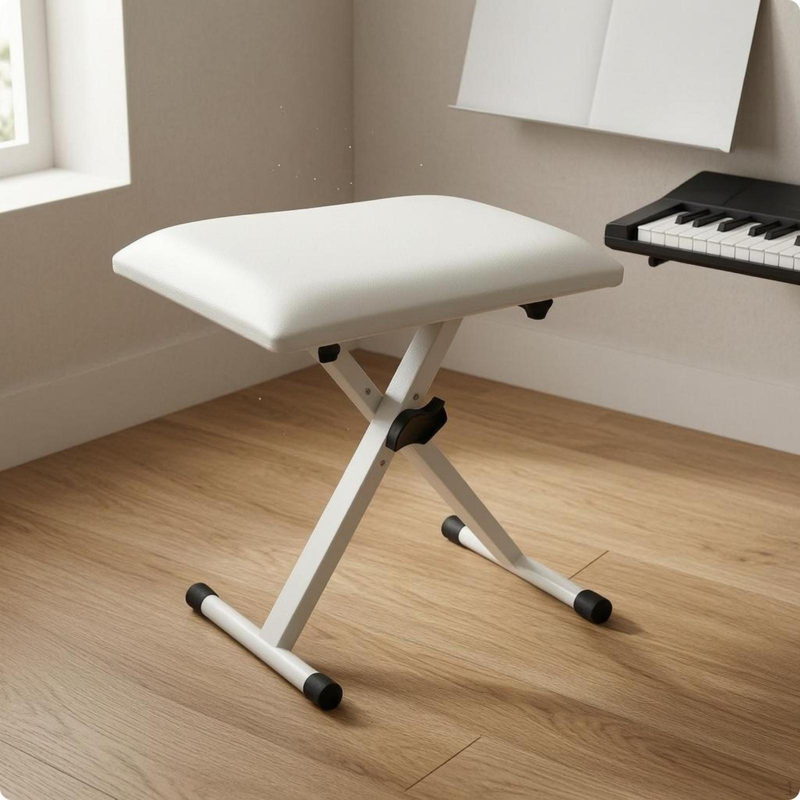 Foldable Piano Bench Upholstered Adjustable Compact