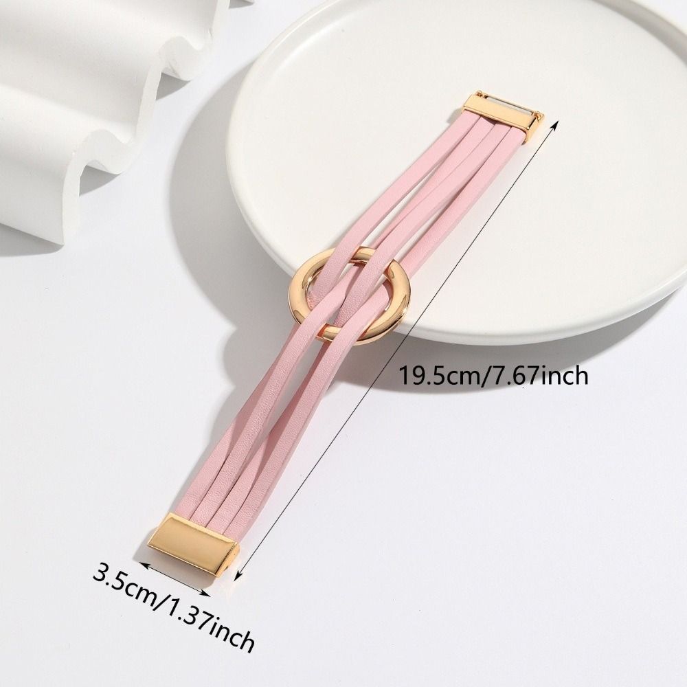 Bohemian Style Leather Bracelets Adjustable Wrap Closure Leather Surface Multilayer Wrap Bracelet Hollow Circle Bracelet