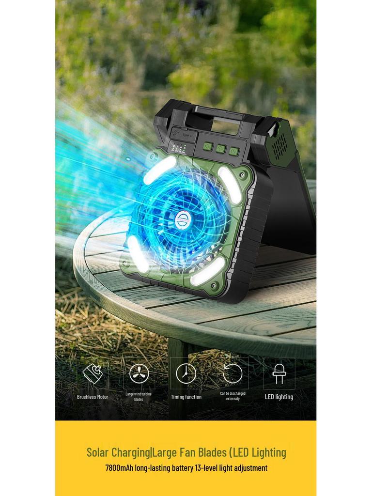 Rechargeable Dual-Use Folding Solar Fan & Light for Camping