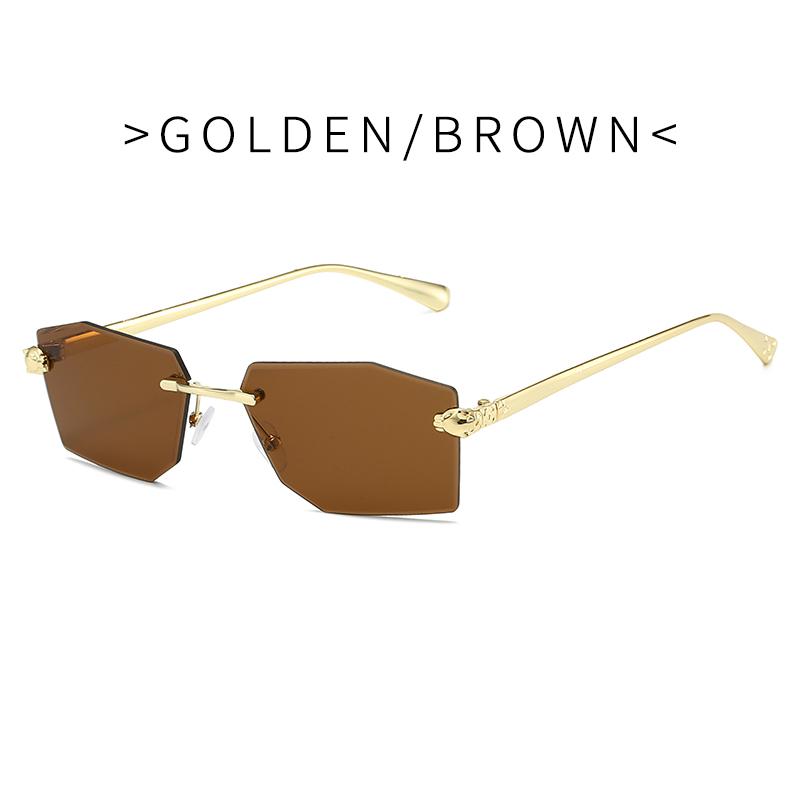 Luxury Frameless Square Sunglasses Men Alloy Frameless Gradient Sun Glasses Women Fashion Retro Polygon Eyewear