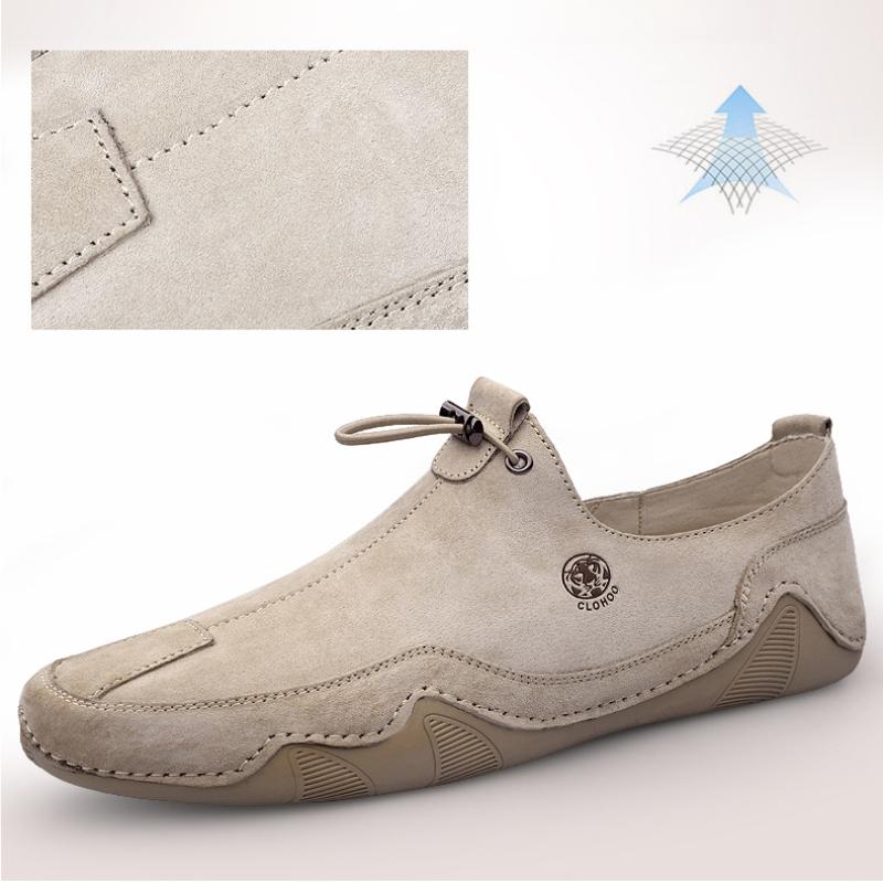 Men's Shoes Breathable Light Anti-slip Outdoor Flat Shoes for Men Casual Driving Shoes Genuine Leather Boat Shoes Soft Sole Footwear