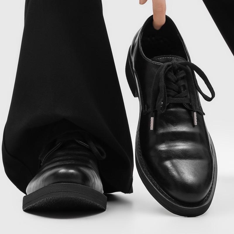 Cleanfit pointed derby shoes upturned pleated thick sole heightening wizard shoes casual men's shoes-A15