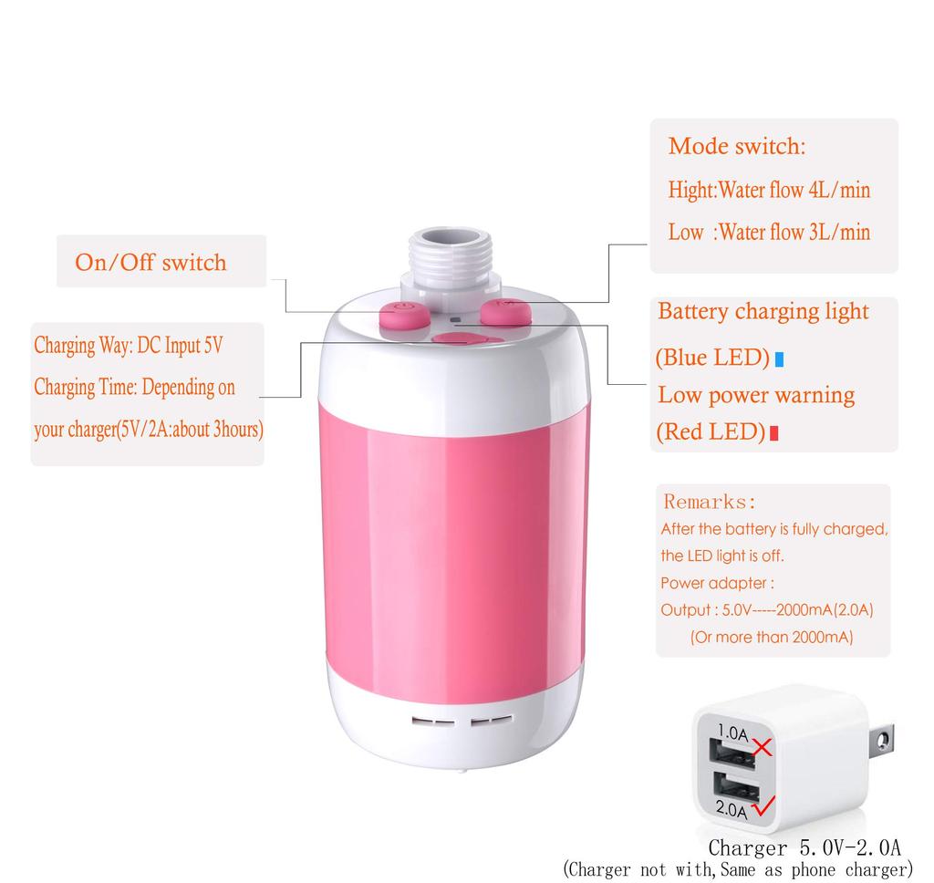 Iron Hammer Portable Shower, Camping Shower, Rechargeable Shower, Large Capacity 4800mAh, Camping Shower, Pet Shower