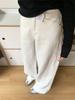 High-Waisted Wide-Leg White Denim Pants for Women - Autumn/Winter Loose Straight-Leg, Floor-Length Design