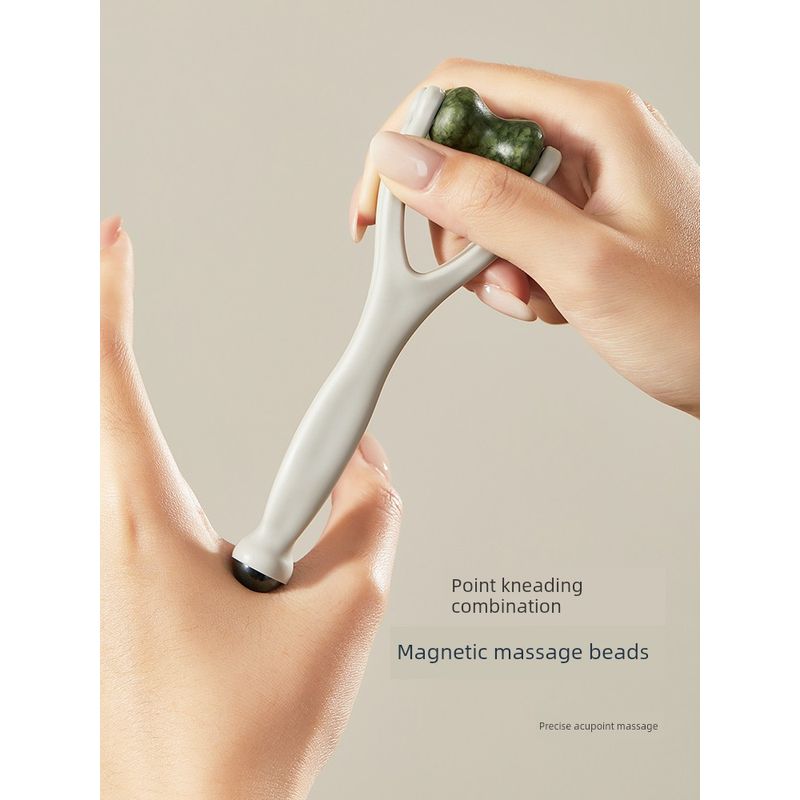 Natural Jade Finger Massager for Kneading and Multi-Functional Meridian Massage, Adult Hand Joint Acupoint Scraping Roller
