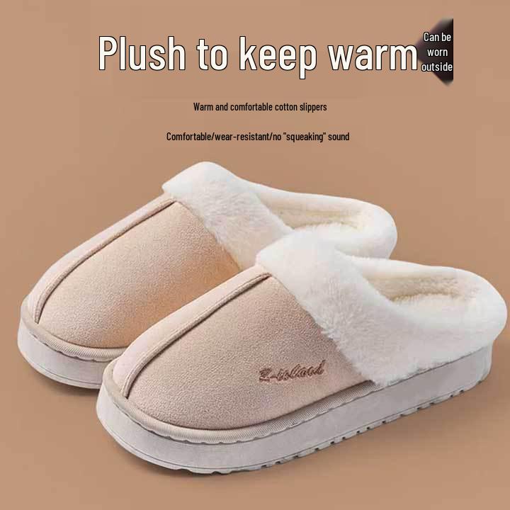 Women's Cotton Non-Slip Cartoon Slippers - Warm Velvet, Thick Sole, Furry Indoor Footwear for Autumn/Winter 2025 Couples